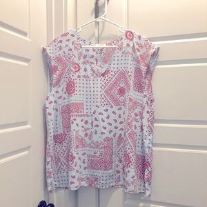 💖 NEW Andree By Unit top in pale blue with reddish paisley pattern! Size 1X